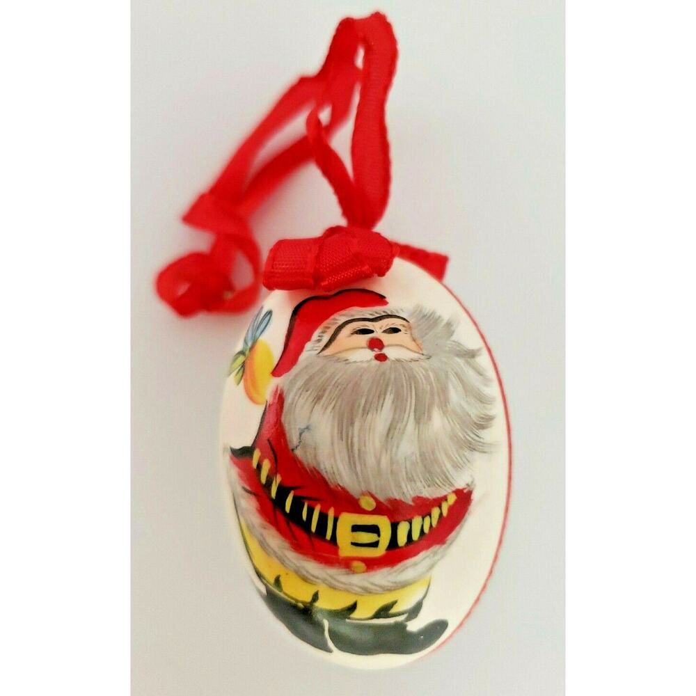 Vintage Hand Painted Santa Real‎ Egg Ornament PB163/2